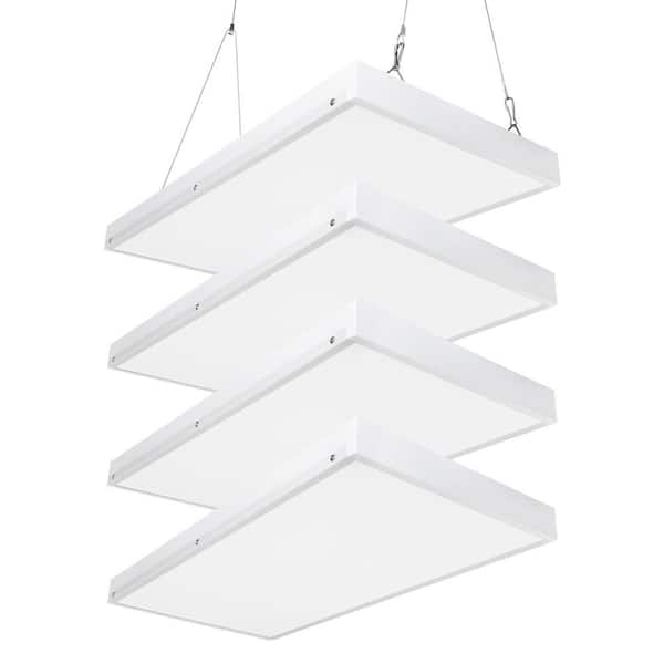 Bieuoram 2 ft. 100-Watt Integrated LED White High Bay Light 5000K Industrial Workshop Linear Hanging Light（4-Pack）