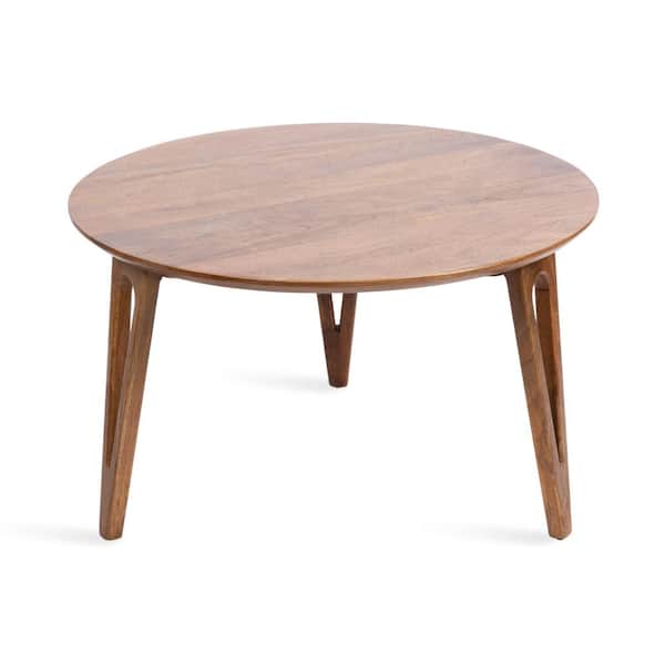 Kate and Laurel Kershaw 30 in. Walnut Brown Round Solid Wood Coffee Table