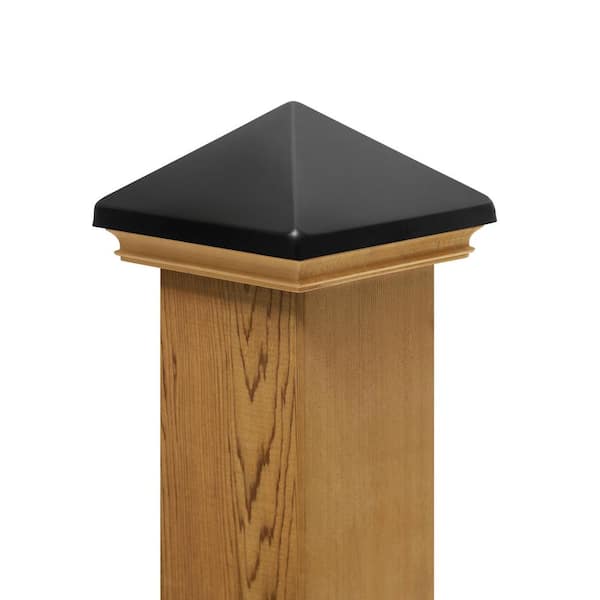 6 in. x 6 in. West Indies Miterless Post Cap with Black Stainless Pyramid