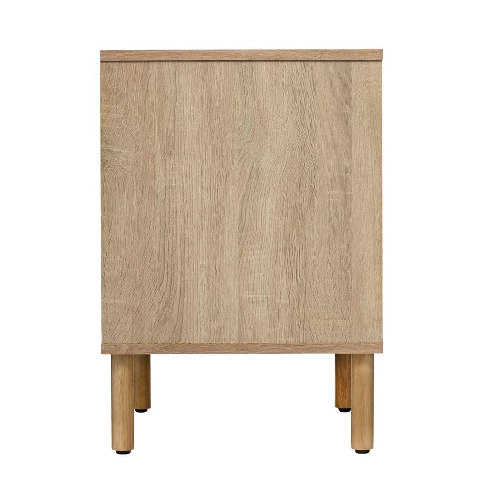 Merk Light Brown Wood 2-Drawer Nightstand