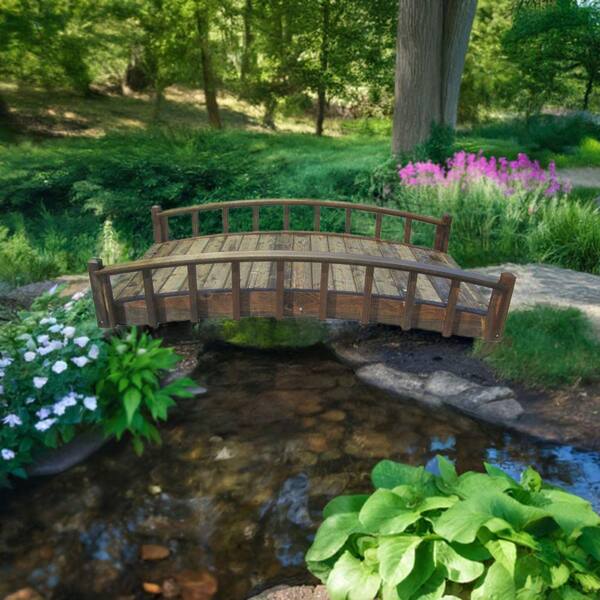 SamsGazebos Japanese Wood Garden Bridge 8 ft. x 4 ft. 400 lb
