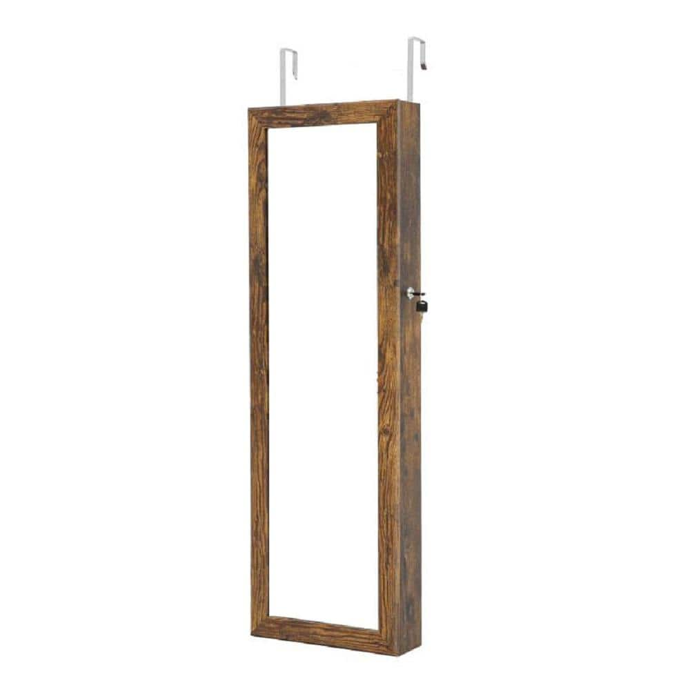 Antique Gray Lockable Storage Mirror Cabinet with LED Lights Can Be Hung On