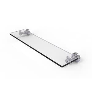 Waverly Place Collection 22 in. Glass Vanity Shelf with Beveled Edges in Polished Chrome