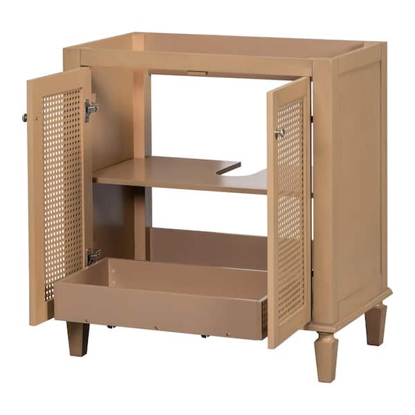 29 in. D x 17.8 in. W x 33 in. H Bathroom Brown Linen Cabinet