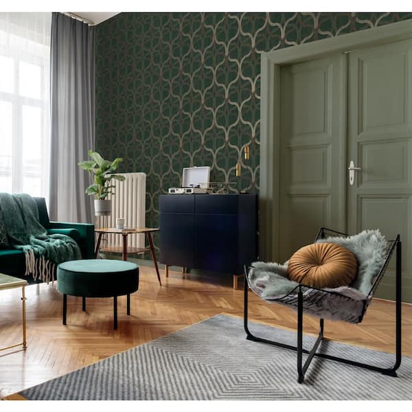 Refine Geo Green and Gold Wallpaper