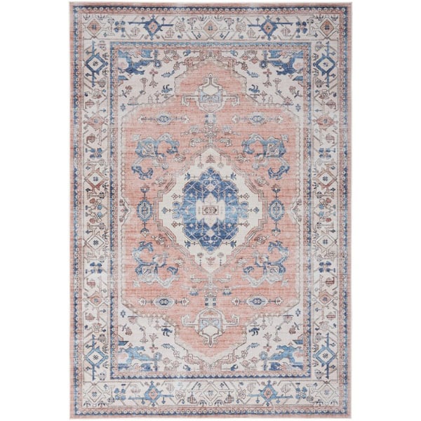 Fulton Coral 8 ft. x 10 ft. Center Persian Vintage Medallion Area Rug