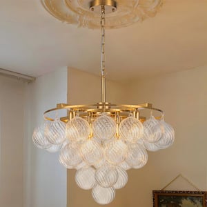 8-Lights Gold Modern/Contemporary Tiered Textured Glass Chandelier