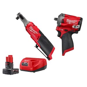 M12 FUEL 12-Volt Lithium-Ion Brushless Cordless High Speed 3/8 in. Ratchet & 3/8 in. Impact Wrench w/Battery & Charger