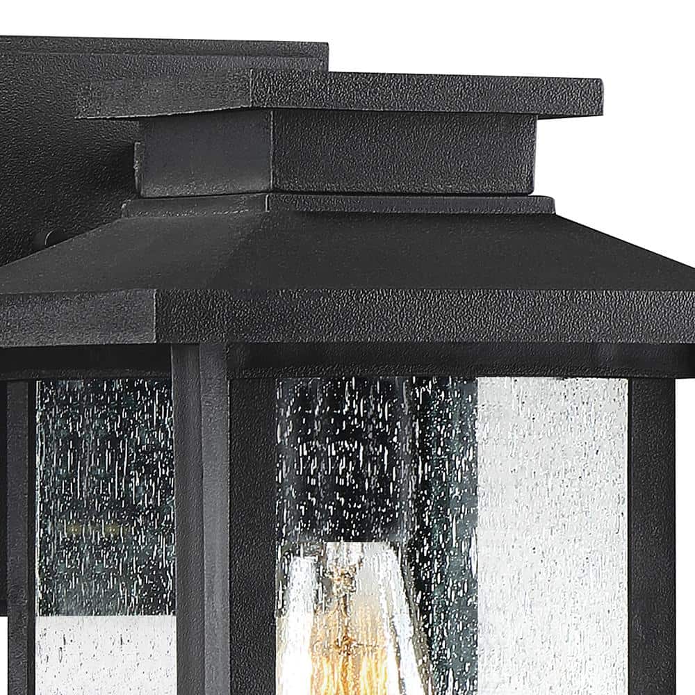Wakefield Black Iron Outdoor Wall Lantern with Clear Seedy Glass