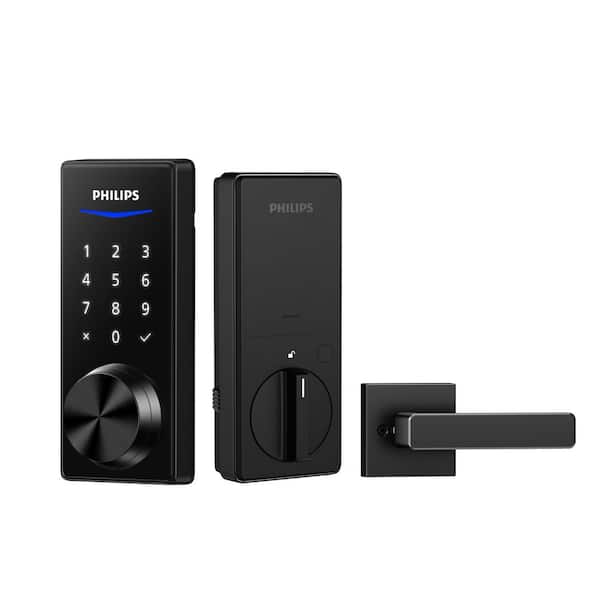 1000 Series Matte Black Single Cylinder Electronic Deadbolt with Lever Set