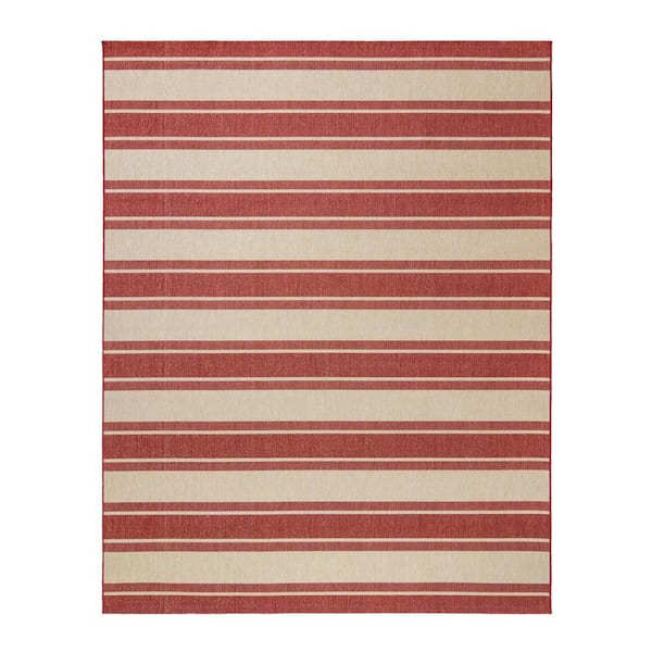 Paseo Castro Grain/Red 6 ft. x 9 ft. Striped Indoor/Outdoor Area Rug