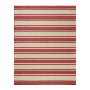Paseo Castro Grain/Red 5 ft. x 7 ft. Striped Indoor/Outdoor Area Rug