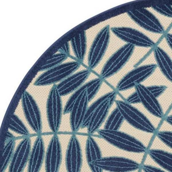 7' X 10' Ivory Blue and Orange Abstract Non Skid Area Rug