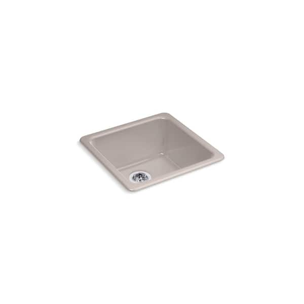KOHLER Iron/Tones Cast Iron 21 in. Drop-In Single Bowl Bar Sink in Truffle