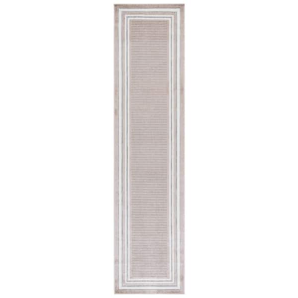 Cabana Beige/Ivory 2 ft. x 9 ft. Striped Border Indoor/Outdoor Runner Rug
