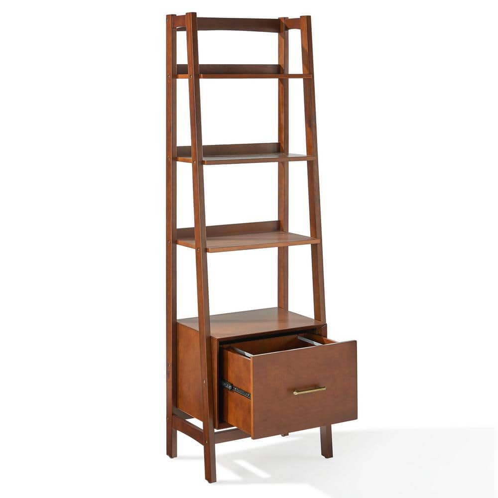 Landon Mid-Century Mahogany Narrow Etagere Bookcase