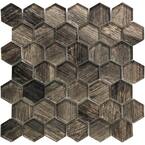 Brown 11.8 in. x 11.8 in. Hexagon Polished Glass Mosaic Tile (4.83 sq. ft./Case)