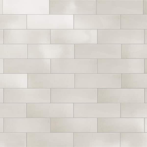 Merola Tile Coco Glossy Cloud White 2 in. x 5-7/8 in. Porcelain Wall Take Home Tile Sample