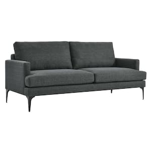 Evermore 75.5 in. Square Arm Upholstered Fabric Lawson Rectangle Removable Cushion Sofa in Gray