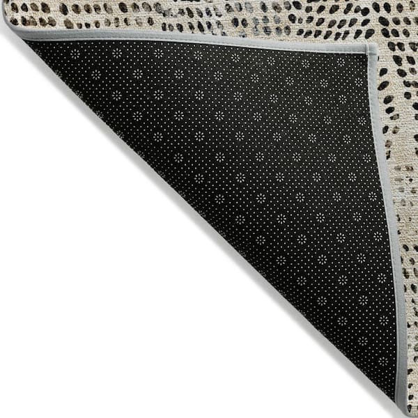 Beige, Ivory, Black 3 ft. x 5 ft. Woven Geometric Polyester Rectangle Indoor / Outdoor Area Rug