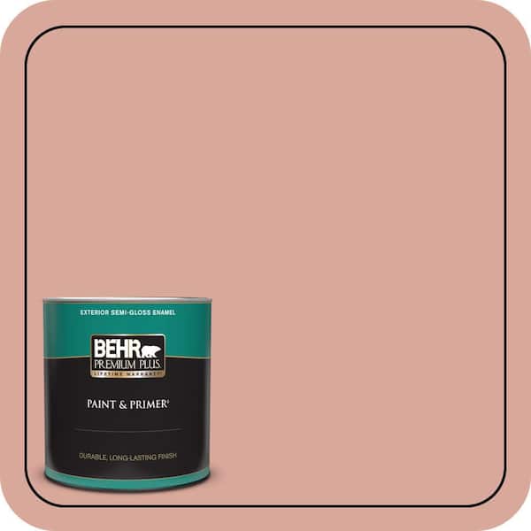BEHR PREMIUM PLUS 1 qt. #PMD-70 Cottage Rose Semi-Gloss Enamel Exterior Paint & Primer