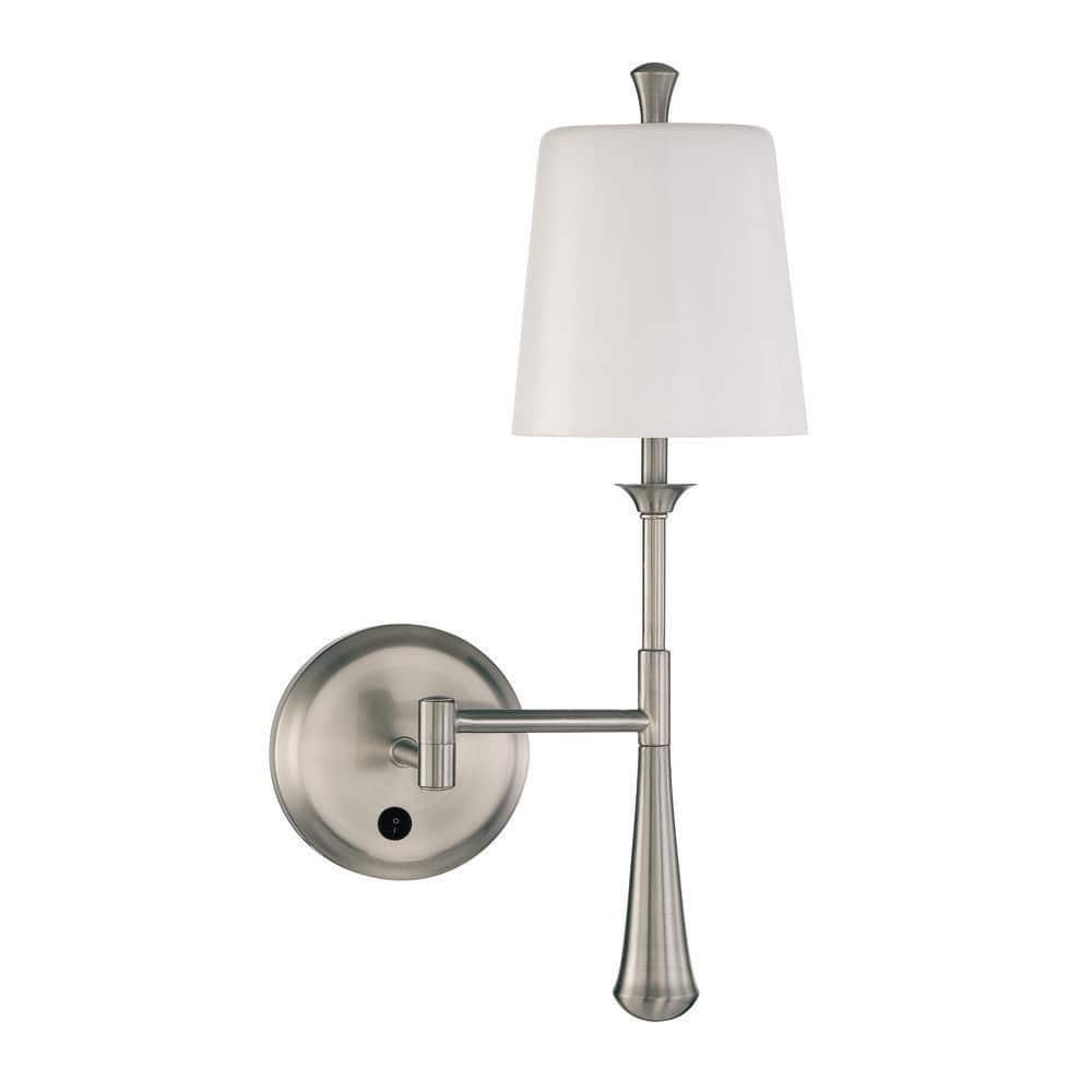 Palmer Brushed Nickel Swing Arm Sconce with Frosted Opal Shade
