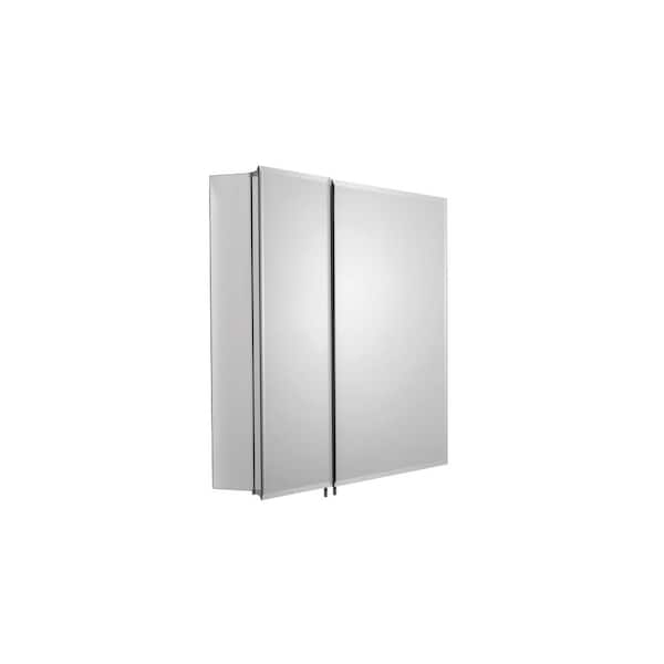 Croydex 30 in. W x 26 in. H x 5-1/4 in. D Frameless Aluminum Recessed or Surface-Mount Medicine Cabinet with Easy Hang System