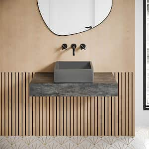 Lisse 15 in. Concrete Square Vessel Bathroom Sink in Dark Grey