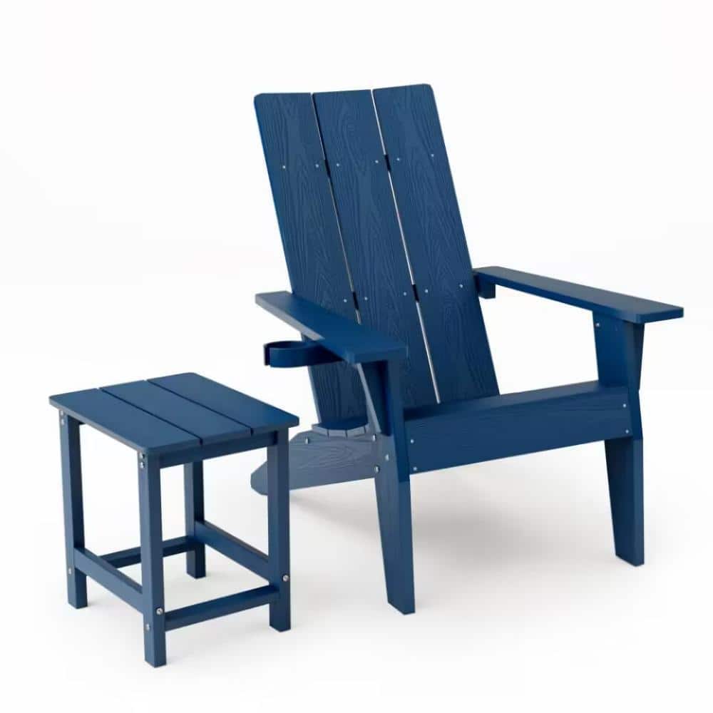 Mximu Oversize Modern Navy Plastic Outdoor Patio Adirondack Chair with