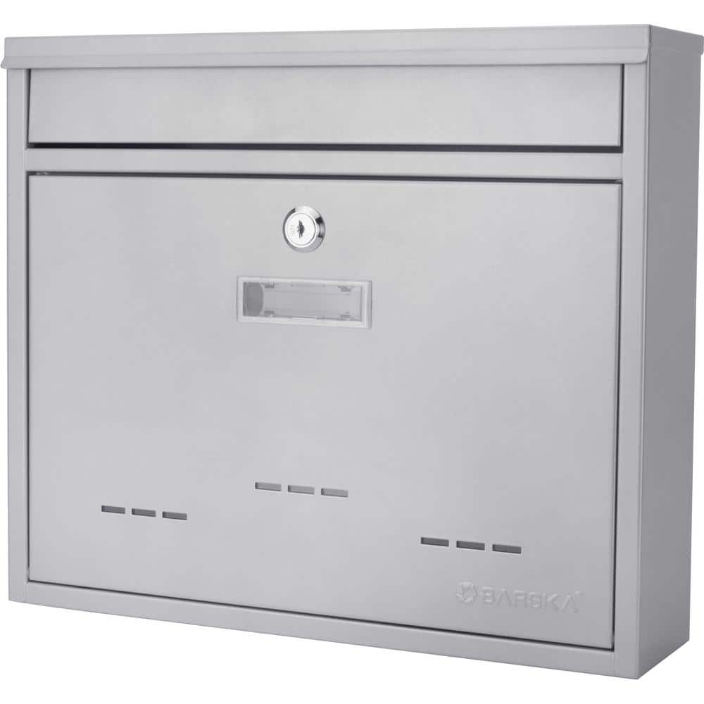 Gray Steel Medium Lockable Wall Mount Mailbox