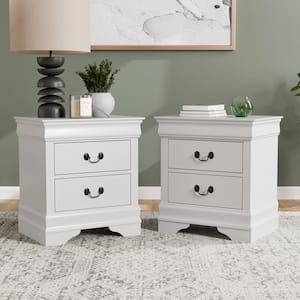 Burkhart White 2-Drawer 21.63 in. W Nightstand - Set of 2