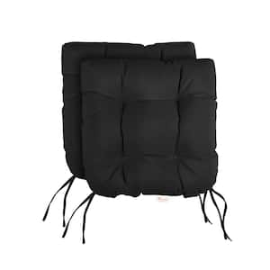 Sunbrella Canvas Black Tufted Chair Cushion Round U-Shaped Back 16 x 16 x 3 (Set of 2)
