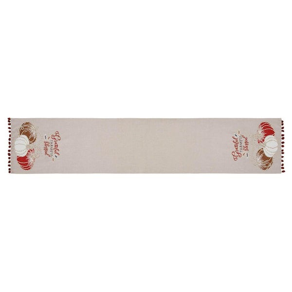 Grateful Thankful Blessed Pumpkins 12 in. W x 60 in. L Table Runner
