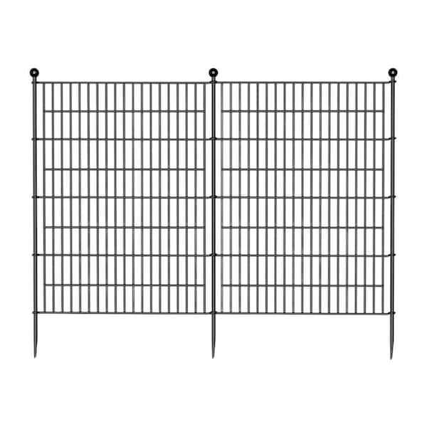 Justincity 48 in. Black No-Dig Metal Garden Fence Decorative