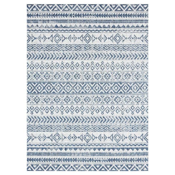 Nicole Miller Patio Country Odina Blue Ivory 8 Ft X 10 Ft Southwest   Navy Blue Nicole Miller Outdoor Rugs 1 13 300 64 600 