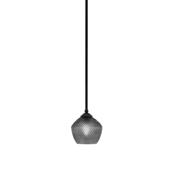 Unbranded Clevelend 100-Watt 1-Light Black Pendant Mini Pendant Light with Smoke Textured Glass Shade Light Bulb Not Included