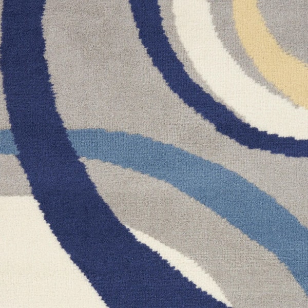 2 ft. x 8 ft. White Geometric Washable Area Rug