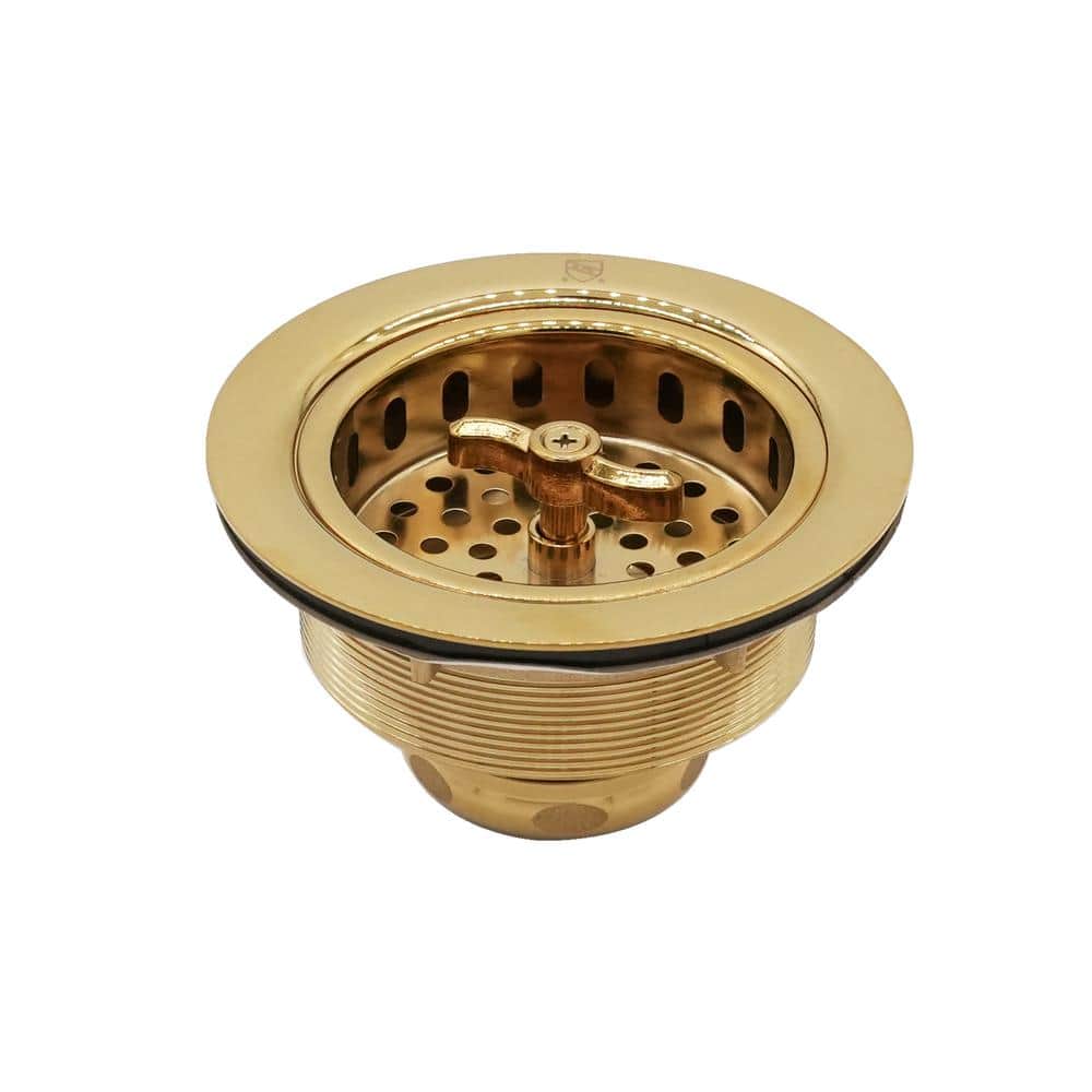 Polished Brass Kitchen Sink Basket Strainer with Stopper