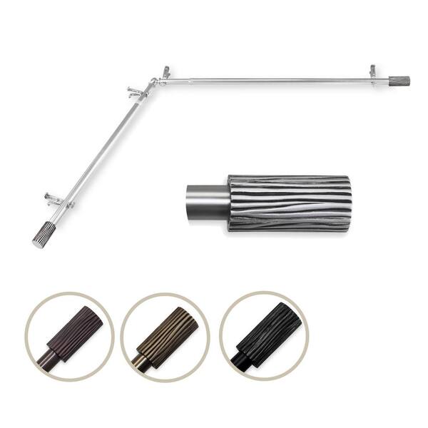 Rod Desyne 13/16" Dia Adjustable 28" to 48" Single Corner Window Curtain Rod in Satin Nickel with Cedar Finials