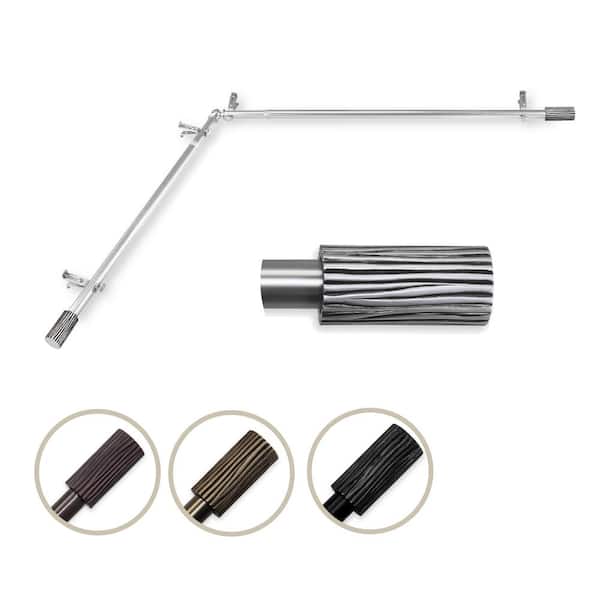 Rod Desyne 13/16" Dia Adjustable 120" to 170" Single Corner Window Curtain Rod in Satin Nickel with Cedar Finials