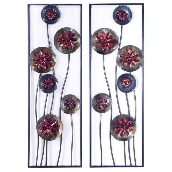 HomeRoots Shelly Metal Metallic Multi-Color Wall Architectural Decor (Set of 2)