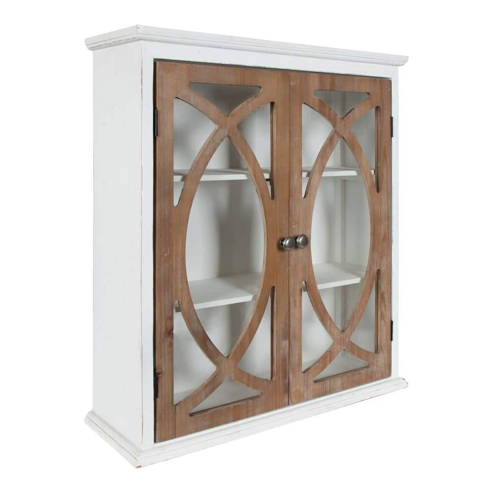 Quinlan White and Rustic Brown 2-Door Wall Cabinet