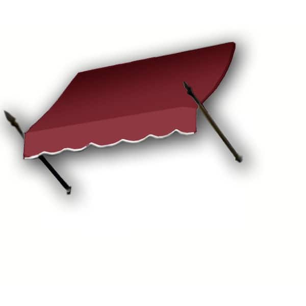 AWNTECH 10.38 ft. New Orleans Fixed Awning 124.5 in. W x 24 in. H x 16 in. D Acrylic Fabric in Burgundy