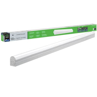 4 ft. 64-Watt Equivalent Integrated LED White Strip Light Fixture 4000K Bright White 1800 Lumens Plug-in or Direct Wire