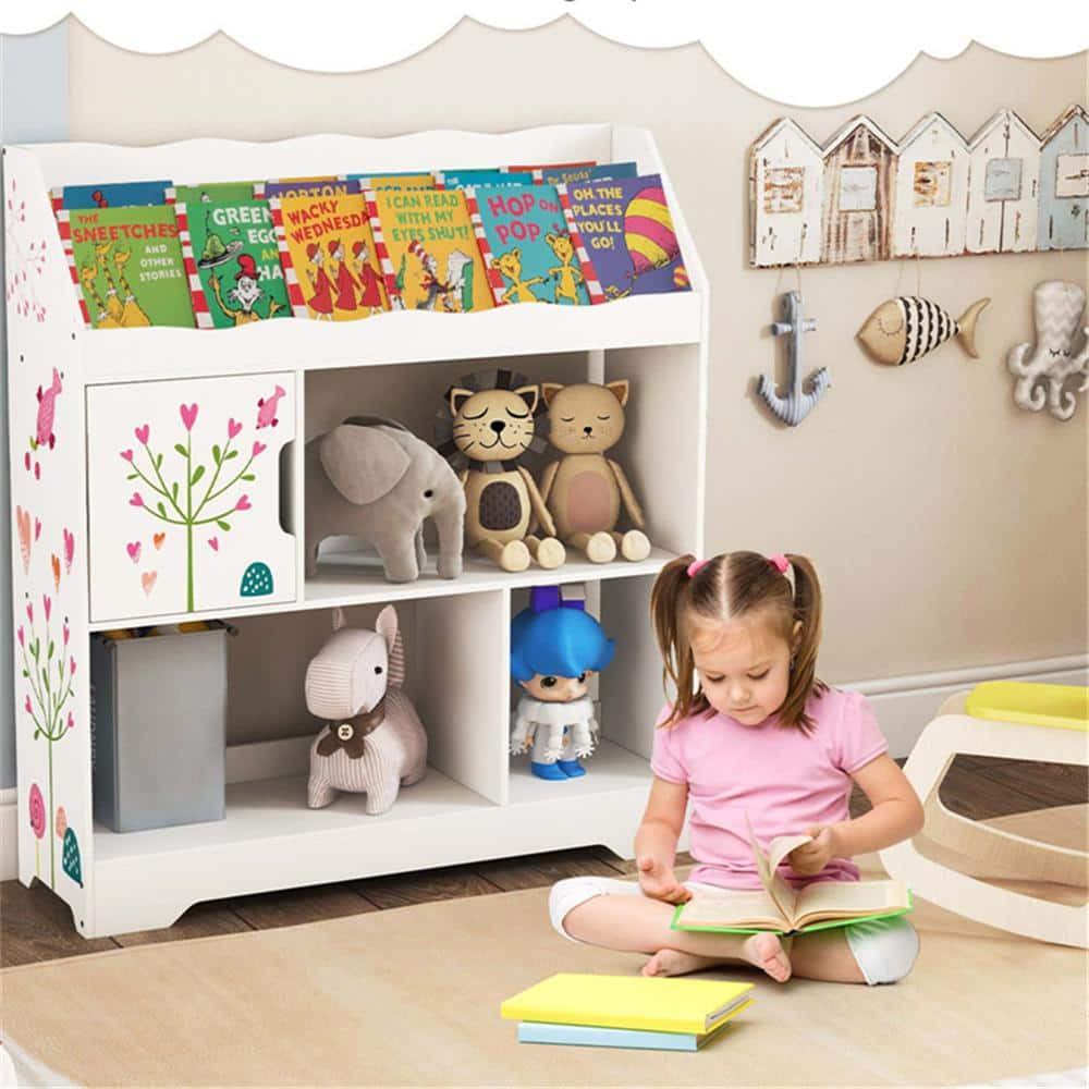 Costway Toy Storage Organizer Display Stand 3-In-1 Kids Toy Shelf with ...