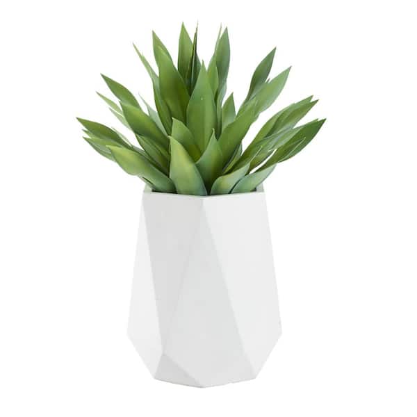D&W Silks Indoor Artificial Large Desert Succulent In Geometric Planter