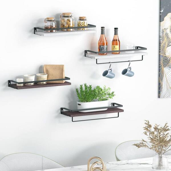 Wall Mount 3-Tier White and Chrome Bathroom Shelf with Towel Bar and Removable Trays