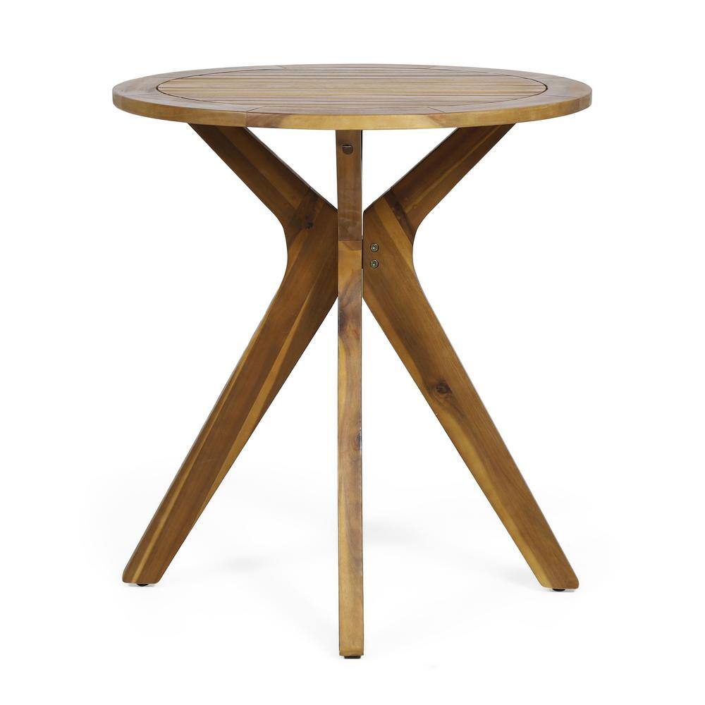 Teak Round Acacia Wood Outdoor Bistro Table with X Legs