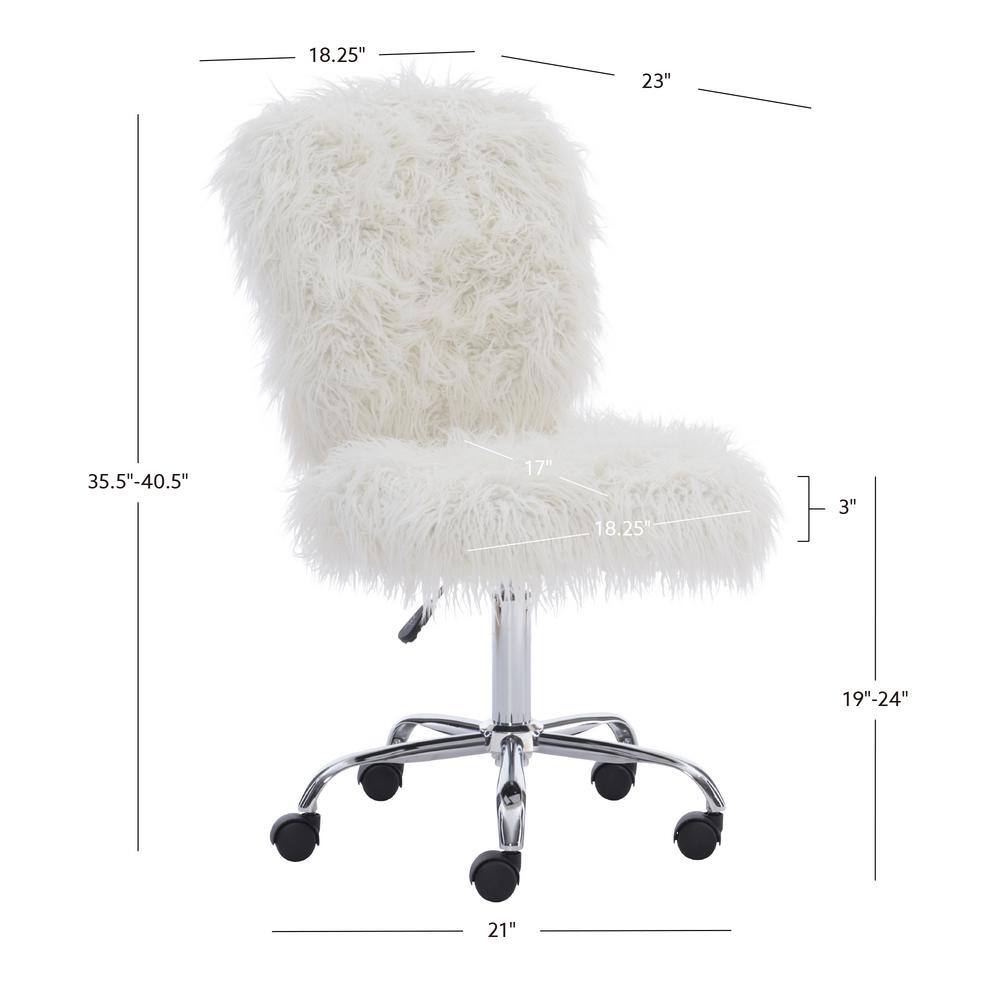 Ergonomic Swivel Task Chair in Cream White with Wood Frame