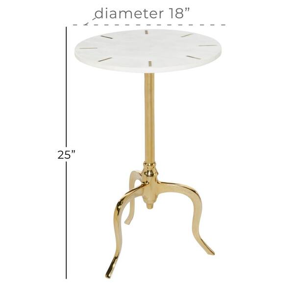 Litton Lane 18 in. White Large Round Marble End Accent Table with Marble  Top with Gold Inlay 55383 - The Home Depot